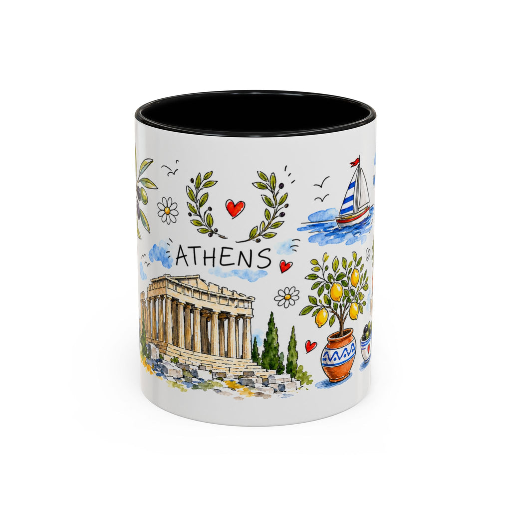 Athens Travel Mug | European City Souvenir Accent Coffee Mug | 11oz 15oz Ceramic Cup