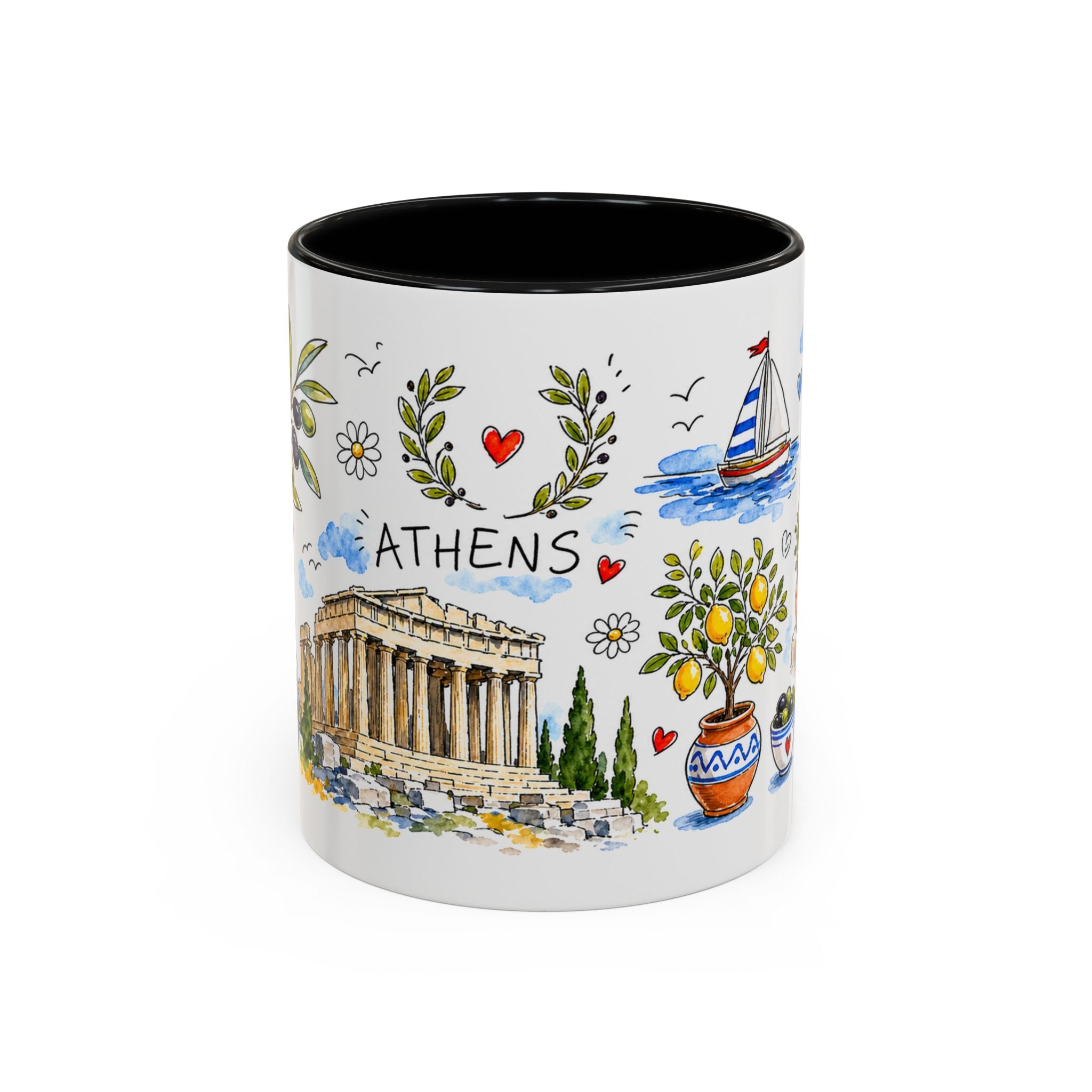 Athens Travel Mug | European City Souvenir Accent Coffee Mug | 11oz 15oz Ceramic Cup