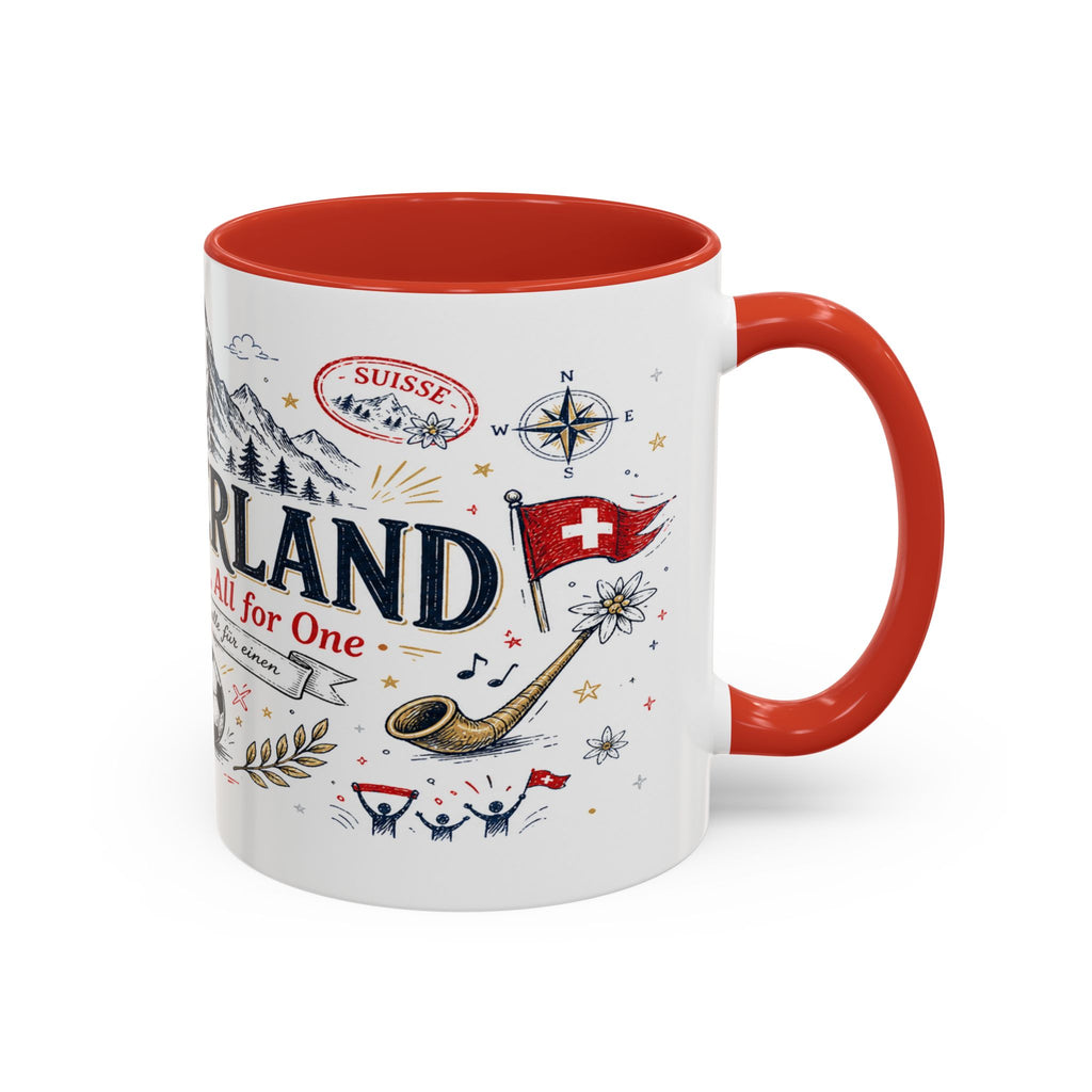 Switzerland Coffee Mug | World Cup Soccer Fan Gift | Accent Color Ceramic 11oz 15oz