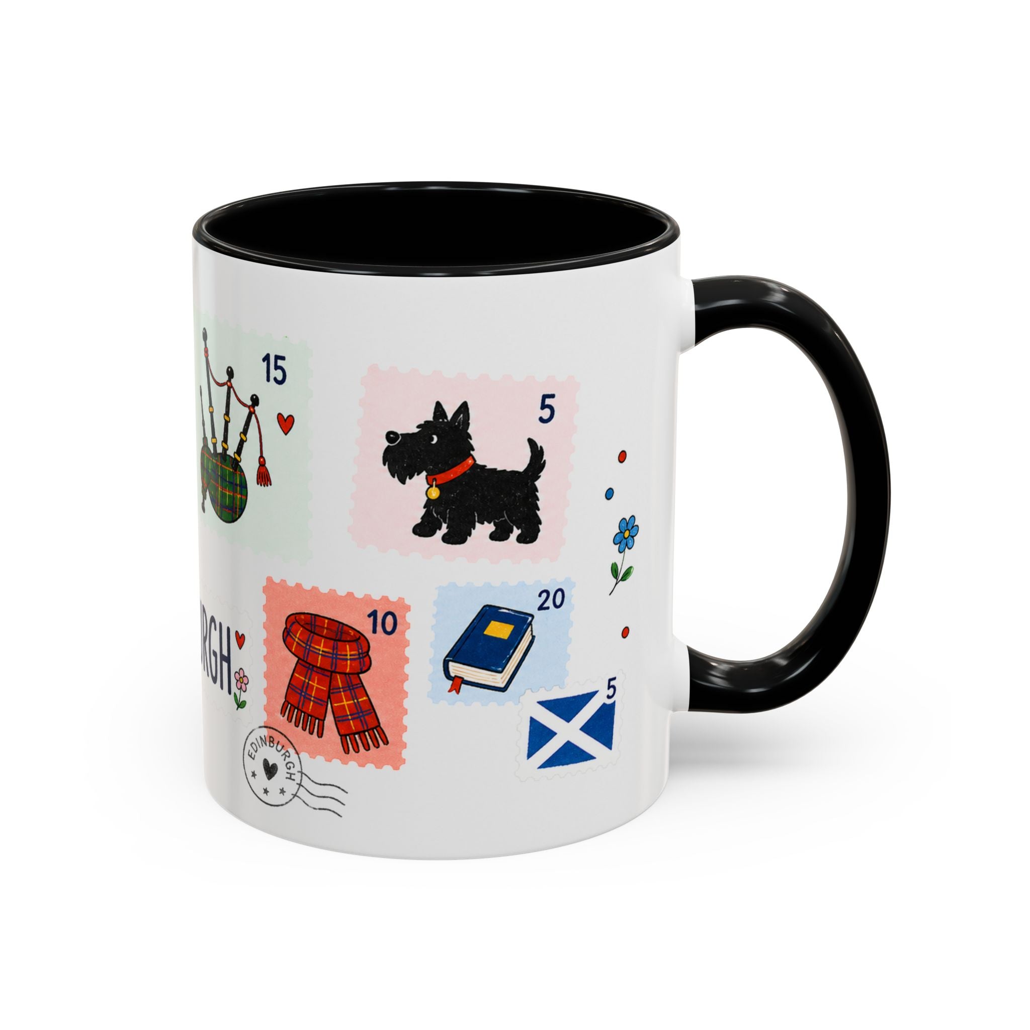 Edinburgh Coffee Mug | Postage Stamp Collage Mug | Travel Souvenir Accent Cup 11oz 15oz