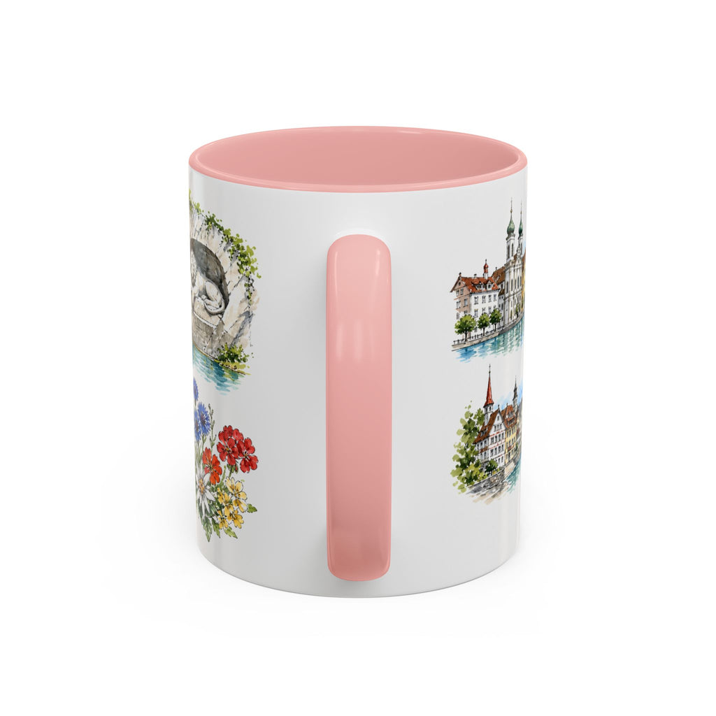 Lucerne Illustrated Travel Mug | City Souvenir Accent Coffee Mug | 11oz 15oz Ceramic Cup