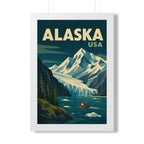 Alaska Mountains United States Framed Poster | Vintage Travel Wall Art | Black Walnut White Frame | 16x24 20x30