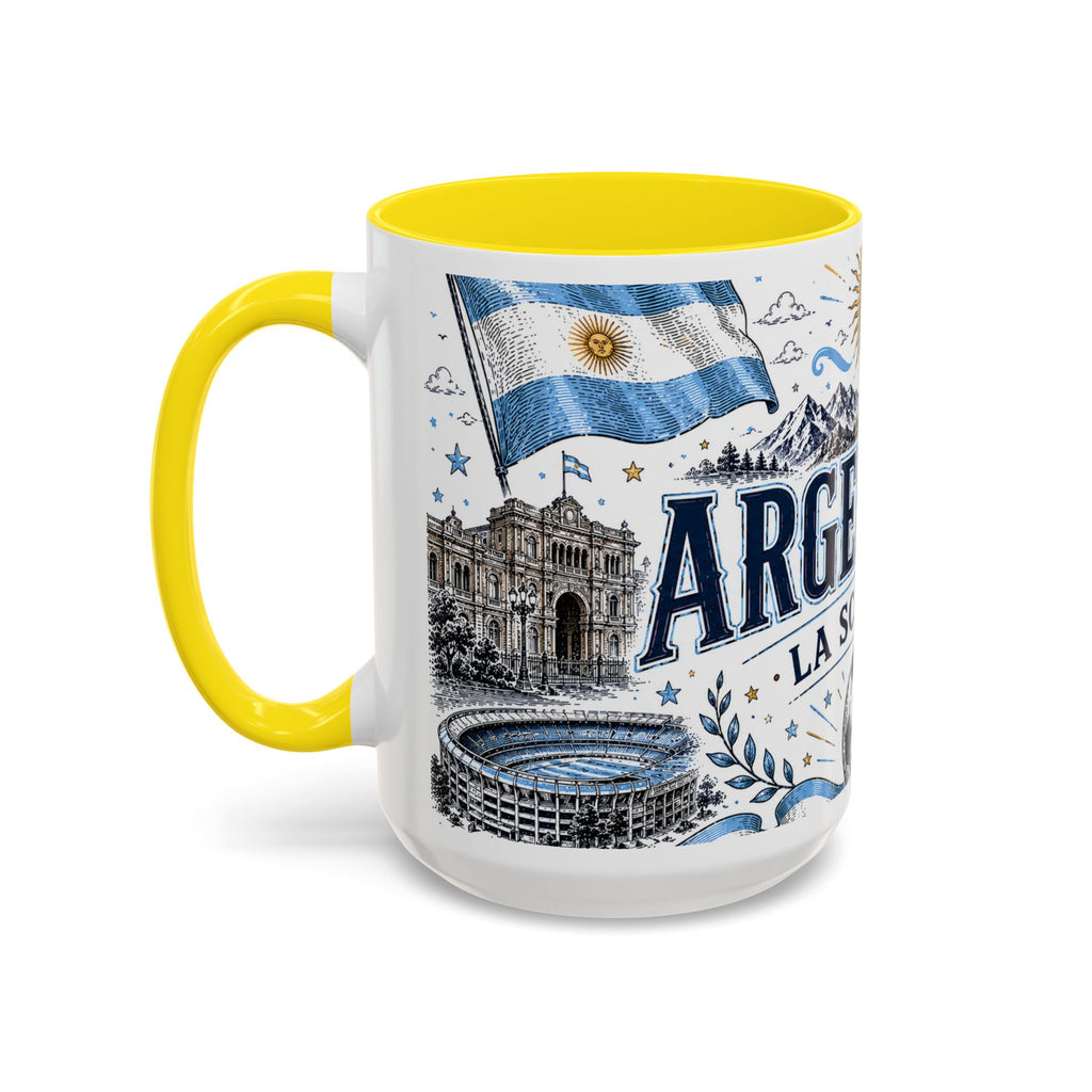 Argentina Soccer Coffee Mug | Soccer Fan Gift | Accent Color Ceramic 11oz 15oz Match Day Cup