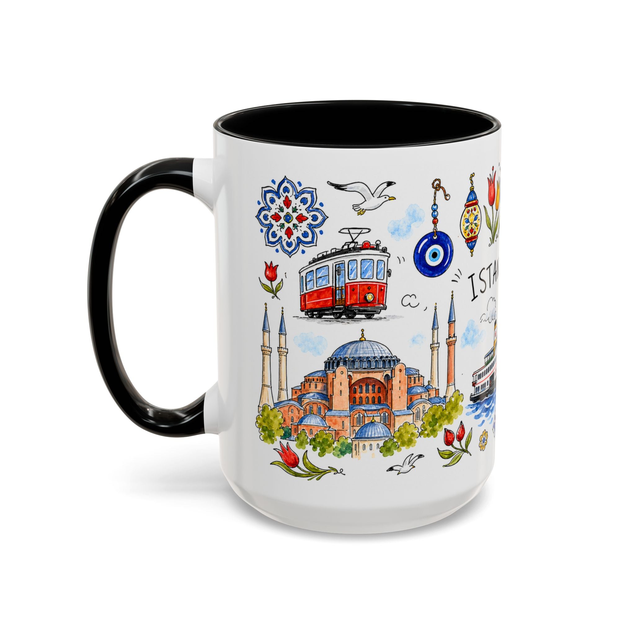 Istanbul Travel Mug | European City Souvenir Accent Coffee Mug | 11oz 15oz Ceramic Cup