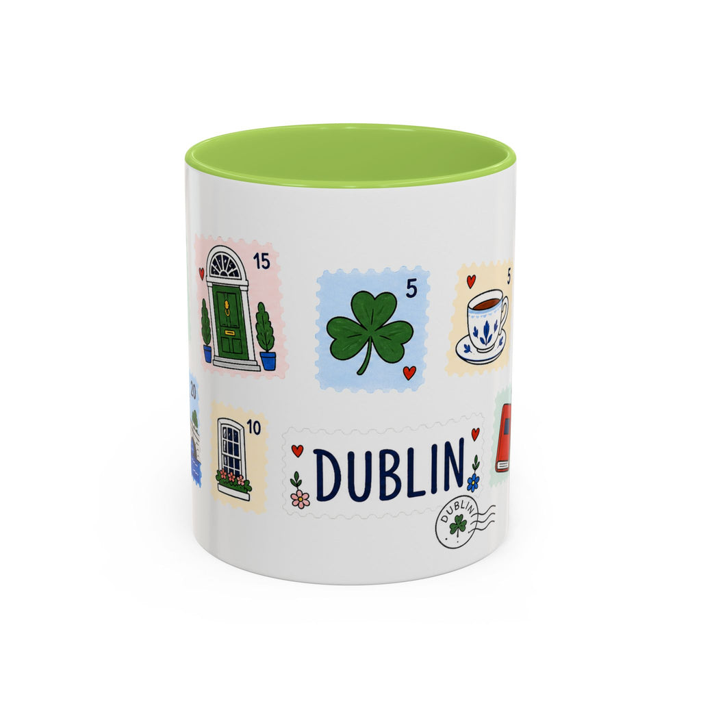 Dublin Coffee Mug | Postage Stamp Collage Mug | Travel Souvenir Accent Cup 11oz 15oz
