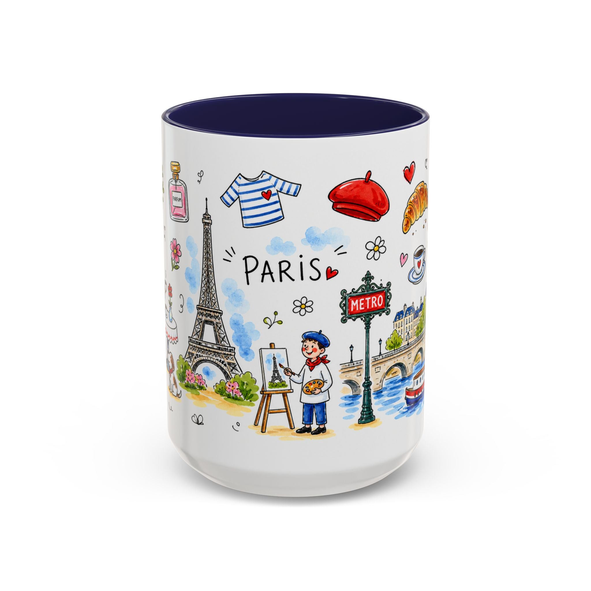 Paris Travel Mug | European City Souvenir Accent Coffee Mug | 11oz 15oz Ceramic Cup