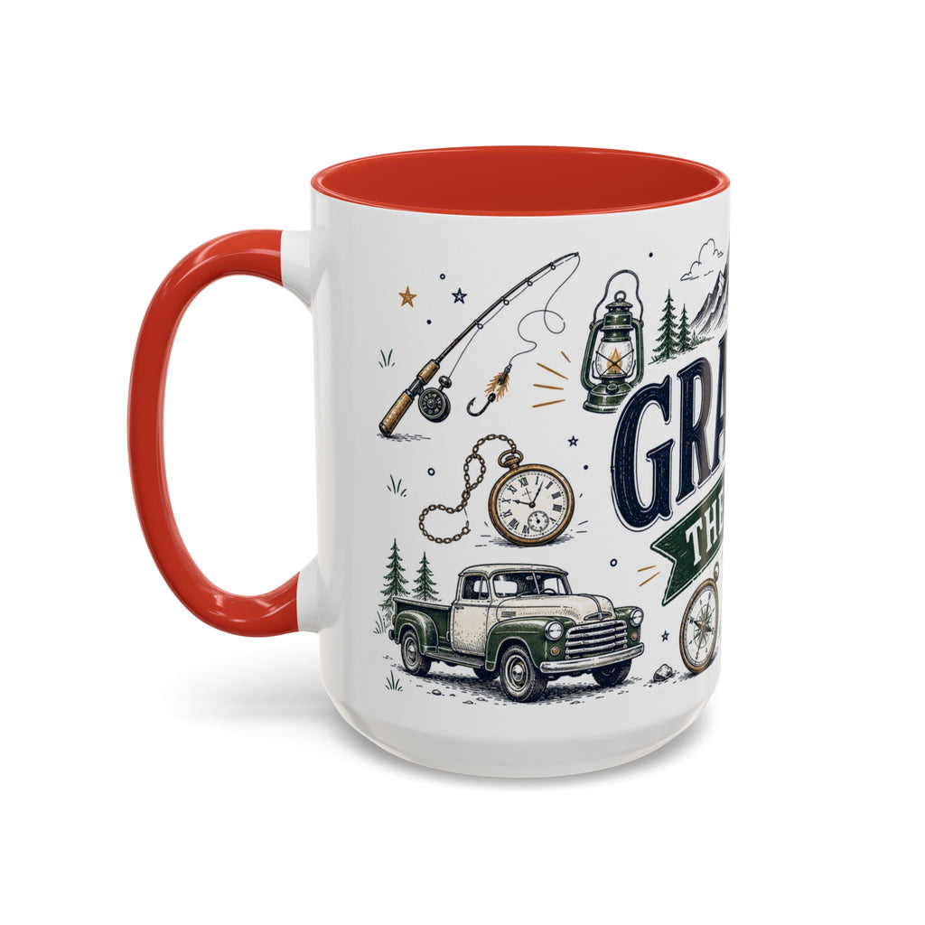 Grandpa The Legend Coffee Mug | Gift From Grandkids | Accent Color Ceramic 11oz 15oz