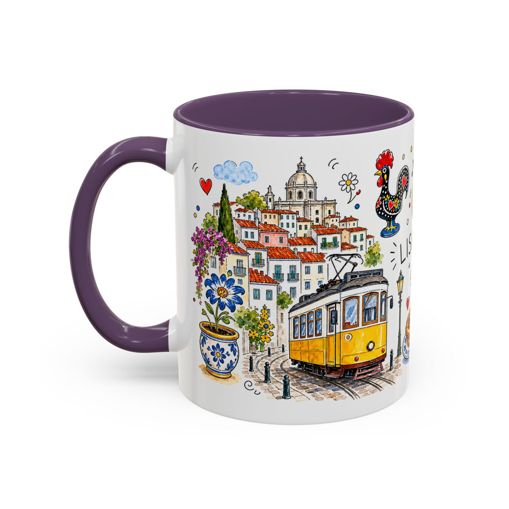 Lisbon Travel Mug | European City Souvenir Accent Coffee Mug | 11oz 15oz Ceramic Cup