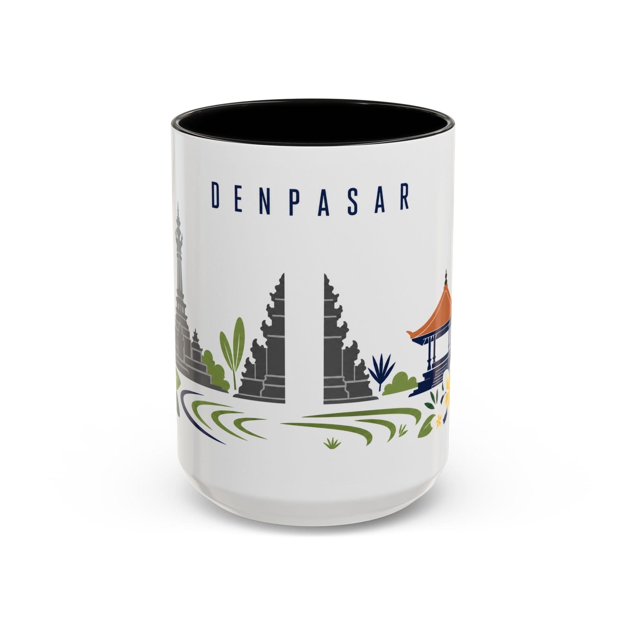 Denpasar Coffee Mug | Indonesia Travel Souvenir | Porcelain Decal City Gift | 11oz 15oz Accent Mug