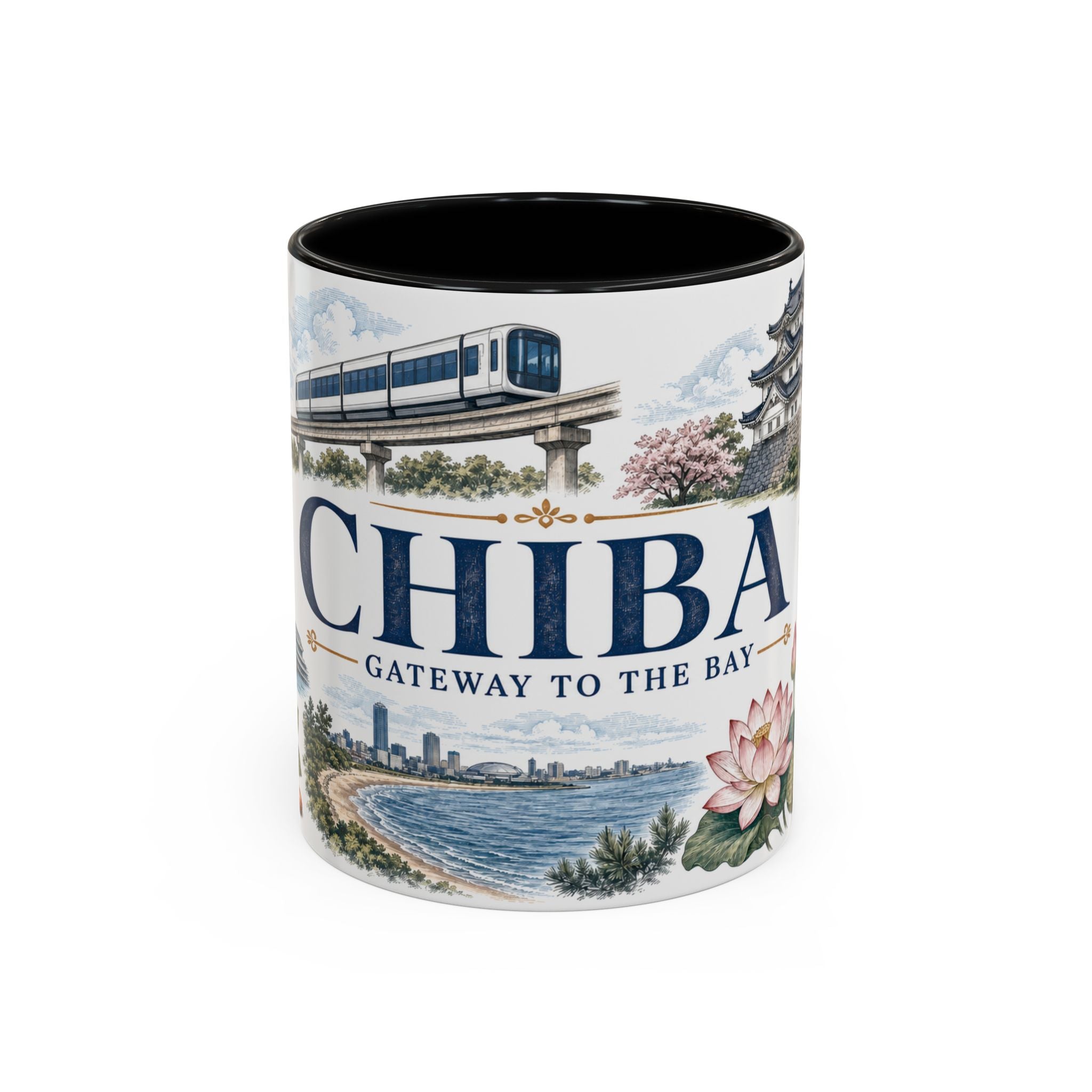 Chiba Coffee Mug | Japan Travel Souvenir | Vintage Illustrated City Gift | 11 oz 15 oz Accent Mug