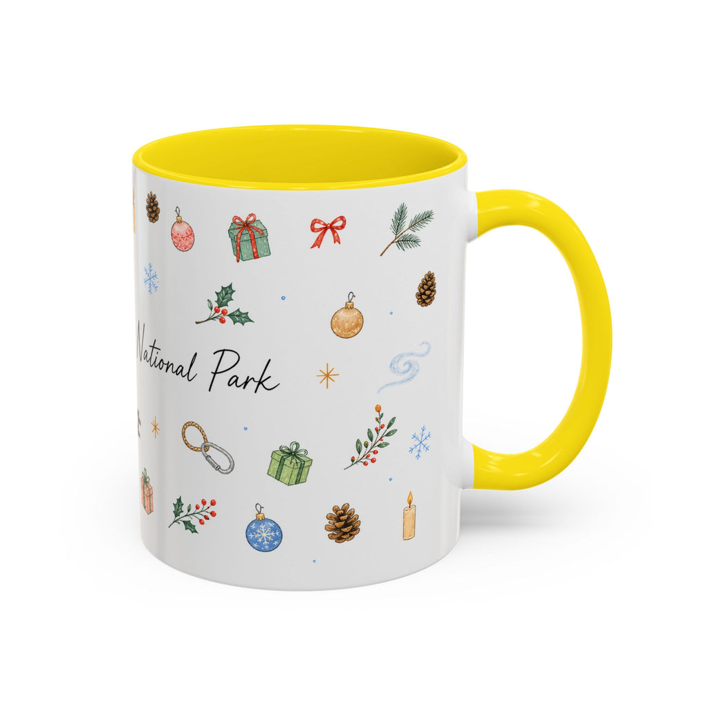 New River Gorge National Park Christmas Mug | Watercolor Travel Souvenir | Holiday Gift | Accent Ceramic Coffee Cup 11oz 15oz