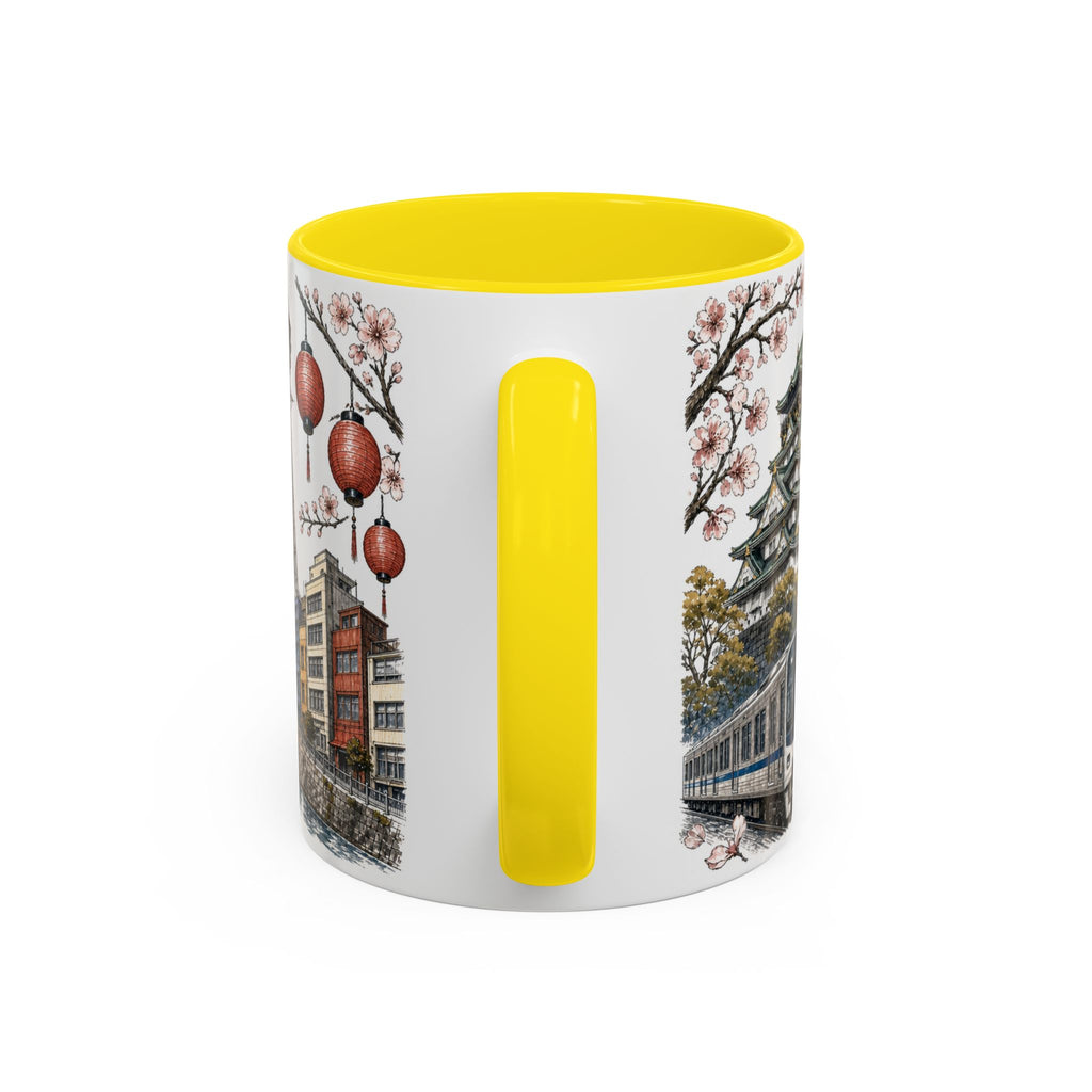 Osaka Coffee Mug | Japan Travel Souvenir | Vintage Illustrated City Gift | 11 oz 15 oz Accent Mug