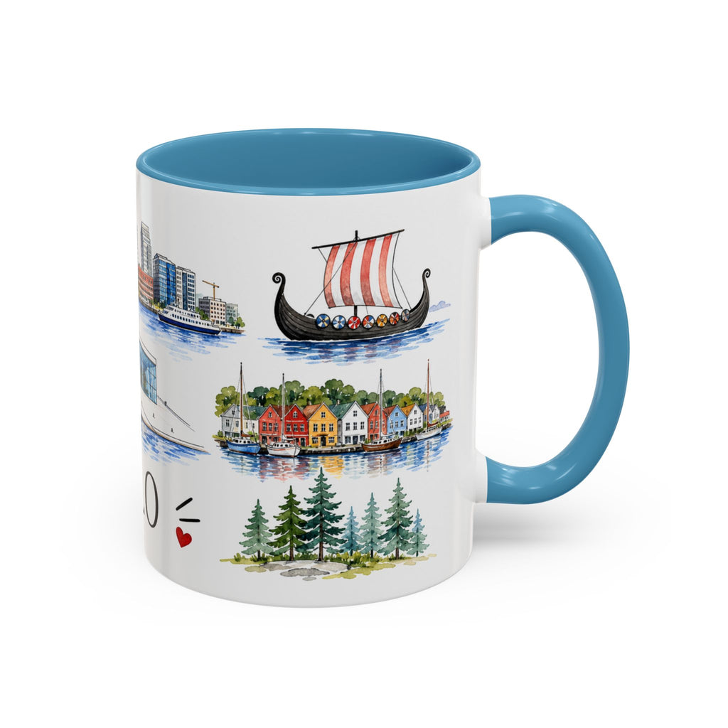 Oslo Illustrated Travel Mug | City Souvenir Accent Coffee Mug | 11oz 15oz Ceramic Cup