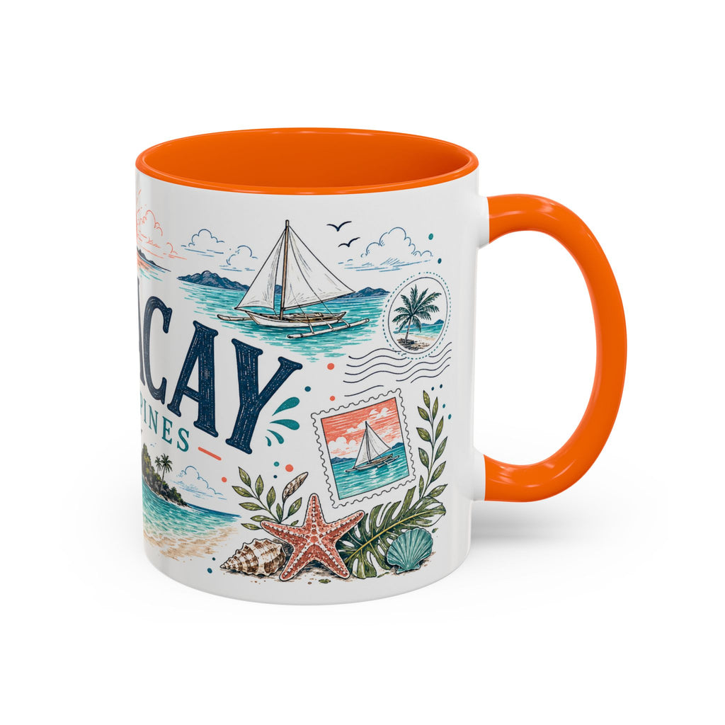 Boracay Coffee Mug | Travel Destination Souvenir Gift | Accent Color Ceramic 11oz 15oz