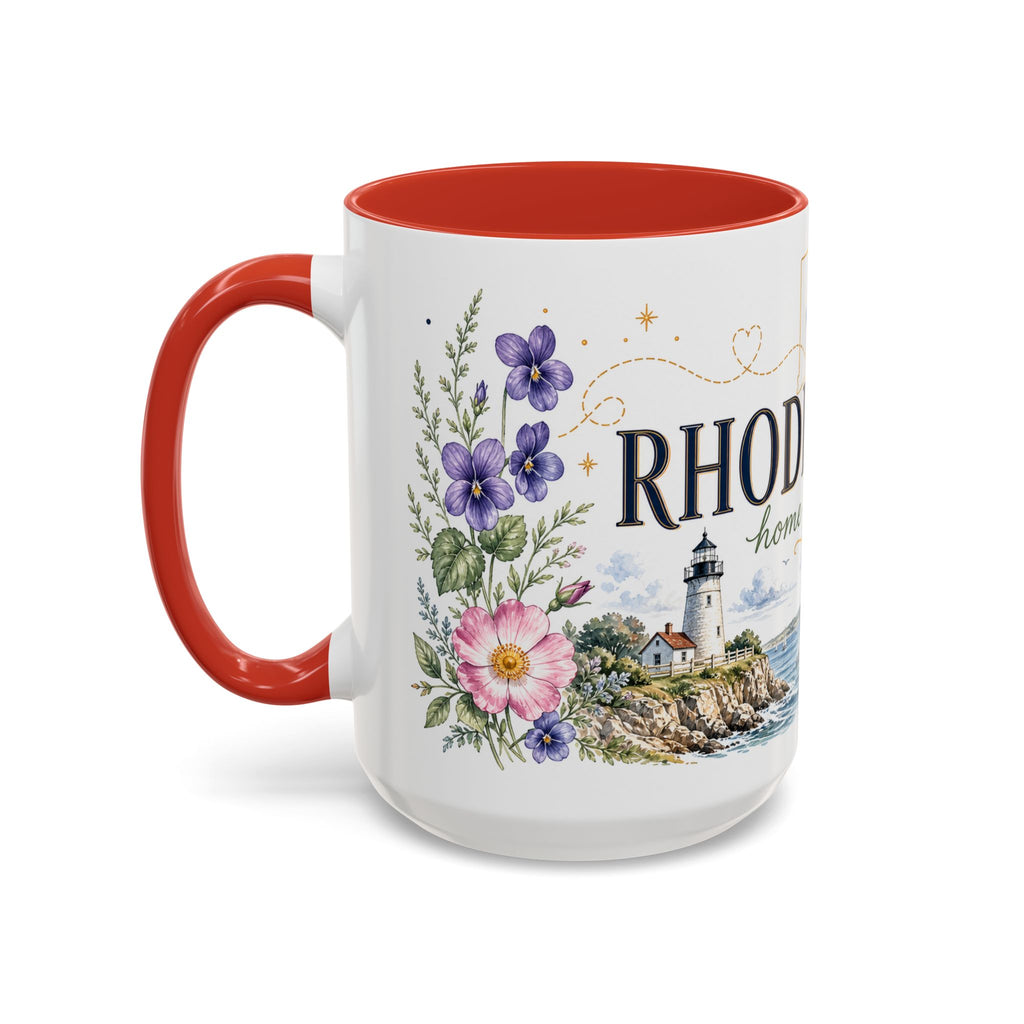 Rhode Island State Map Mug | Botanical Seaside Accent Cup (11oz or 15oz)
