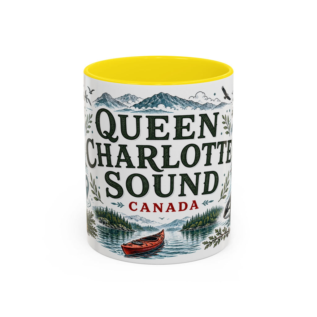 Queen Charlotte Sound Coffee Mug | Travel Destination Souvenir Gift | Accent Color Ceramic 11oz 15oz