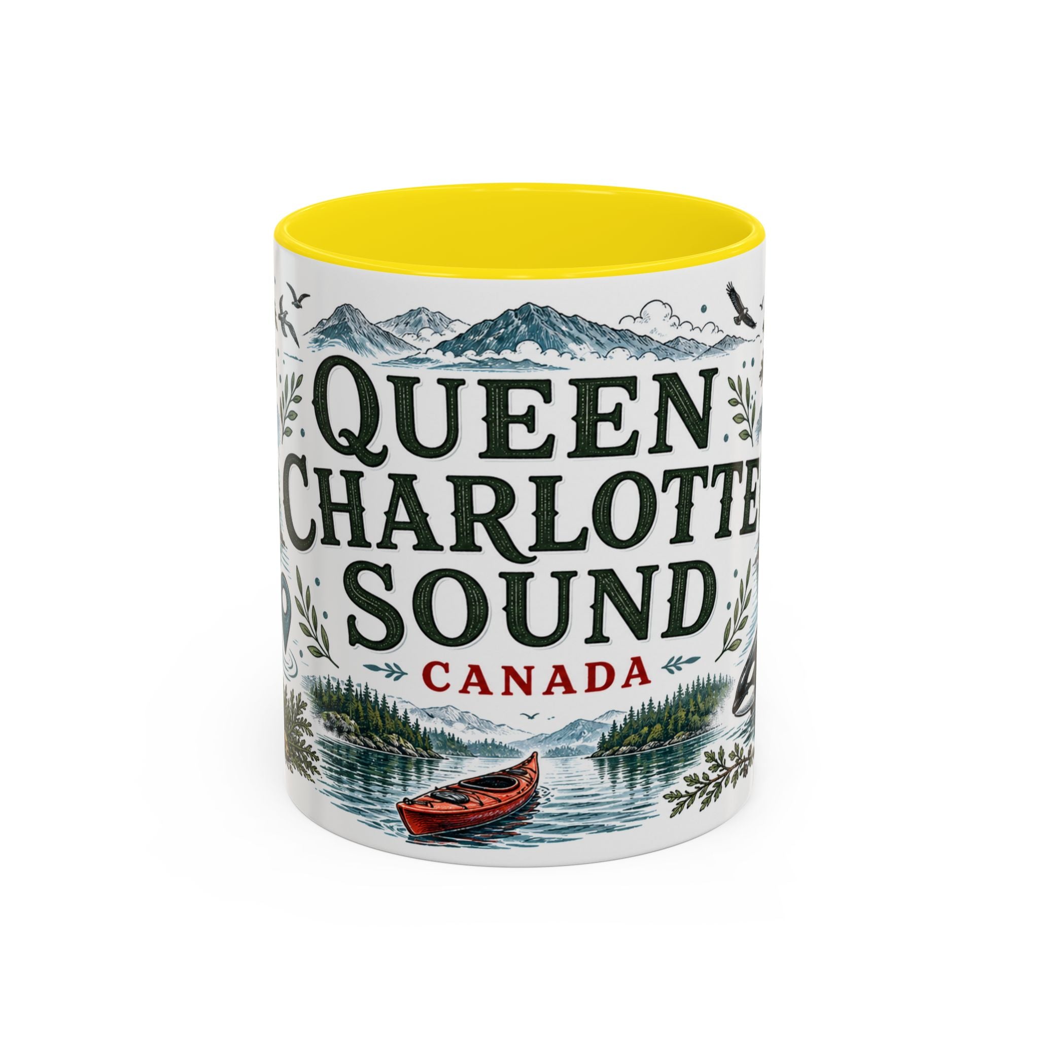Queen Charlotte Sound Coffee Mug | Travel Destination Souvenir Gift | Accent Color Ceramic 11oz 15oz