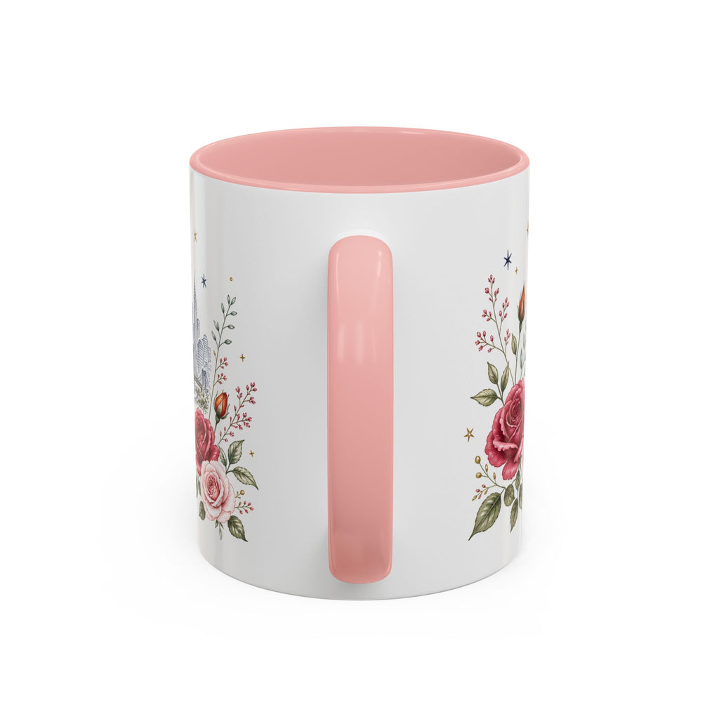 New York State Map Mug | Botanical Rose Accents, Long Distance Friendship Gift