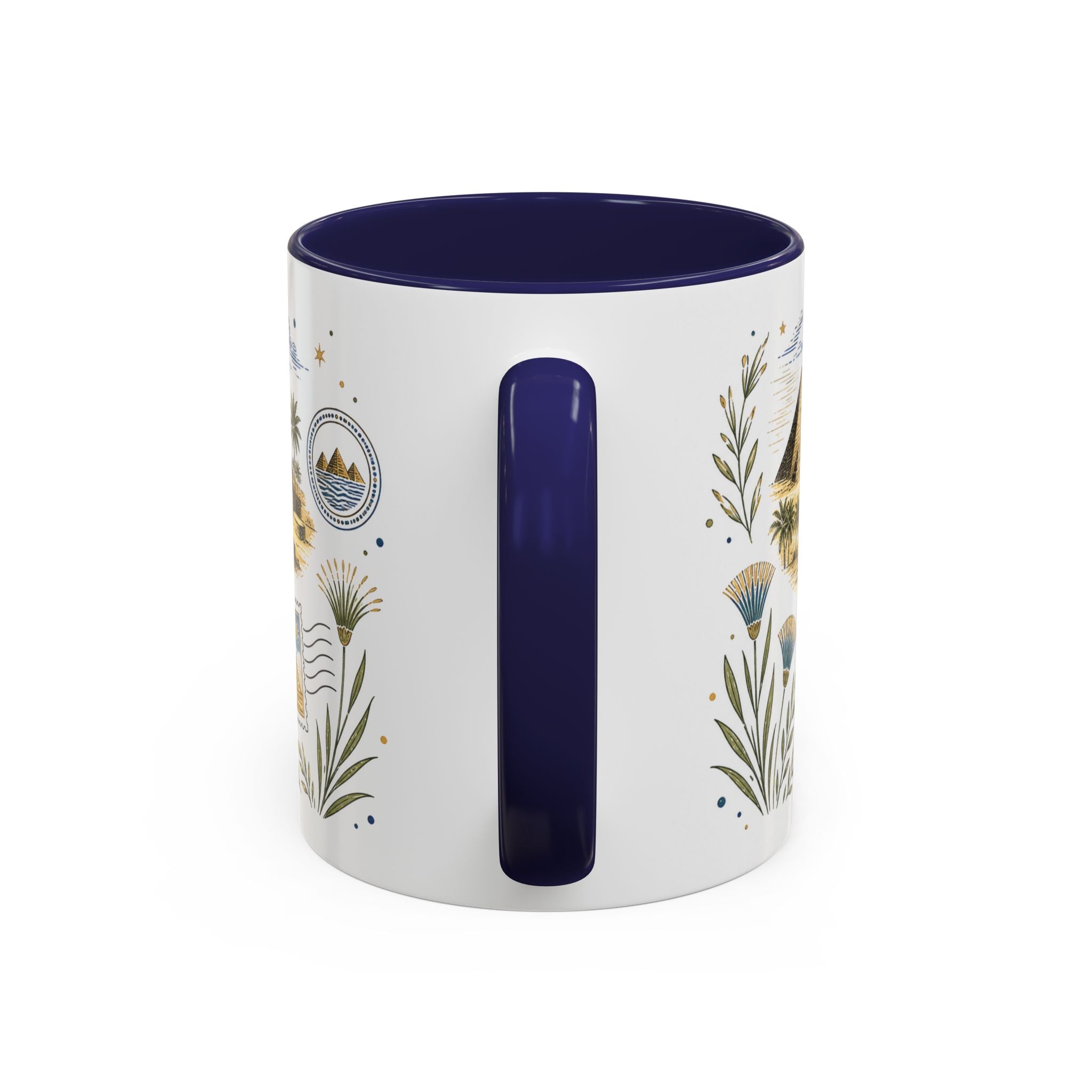 Pyramids of Giza Coffee Mug | Travel Destination Souvenir Gift | Accent Color Ceramic 11oz 15oz
