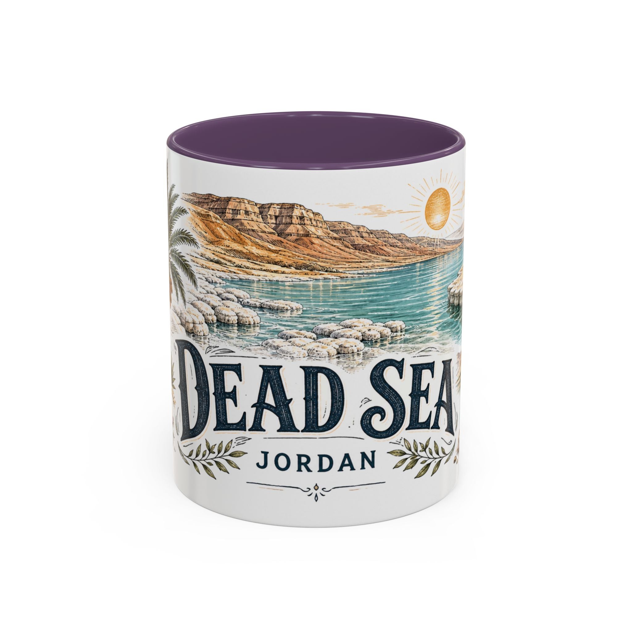 Dead Sea Mug, Jordan Travel Souvenir, Bucket List Gift, Accent Ceramic Coffee Mug 11oz 15oz
