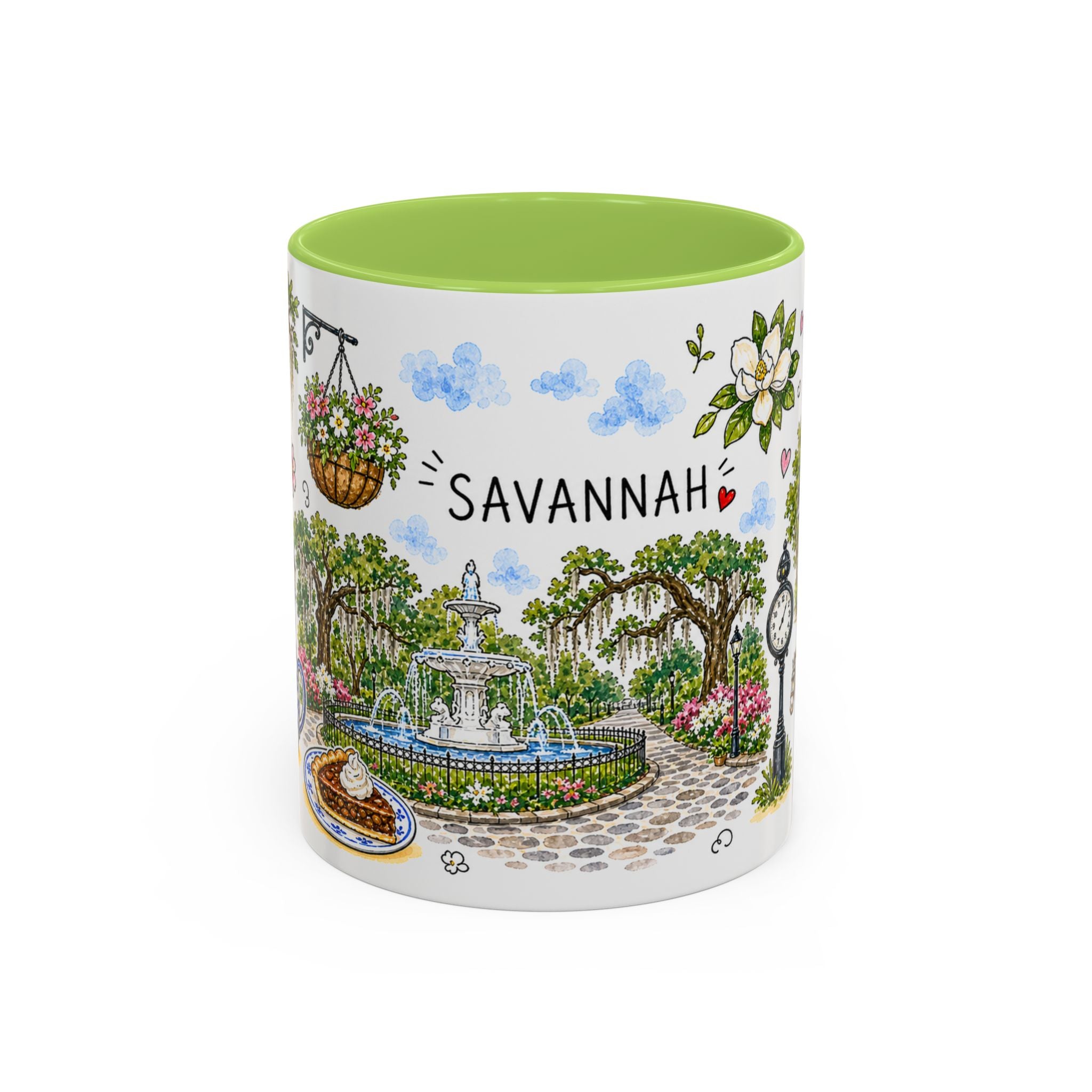 Savannah Illustrated Travel Mug | City Souvenir Accent Coffee Mug | 11oz 15oz Ceramic Cup