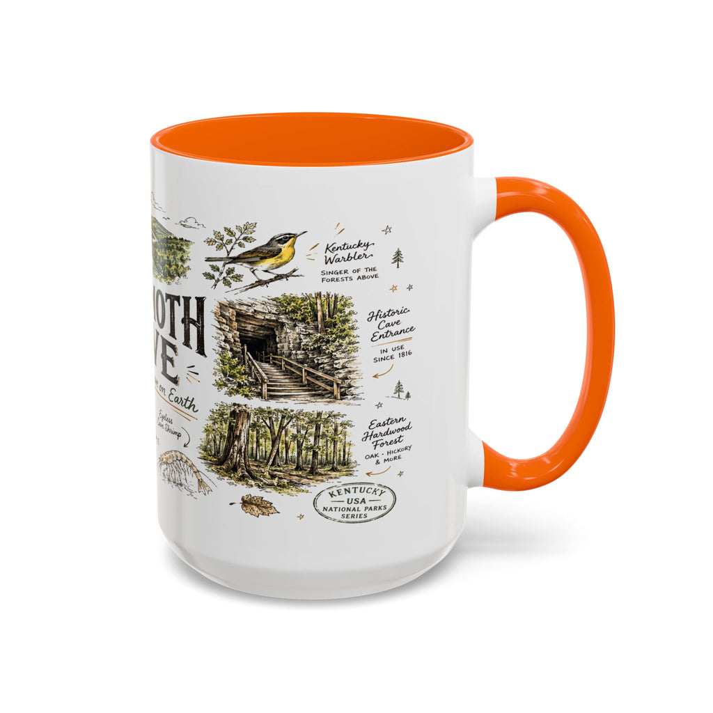Mammoth Cave National Park Coffee Mug | Kentucky Cave Exploration Hiking Gift | Accent Color Ceramic 11oz 15oz