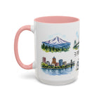Portland Illustrated Travel Mug | City Souvenir Accent Coffee Mug | 11oz 15oz Ceramic Cup
