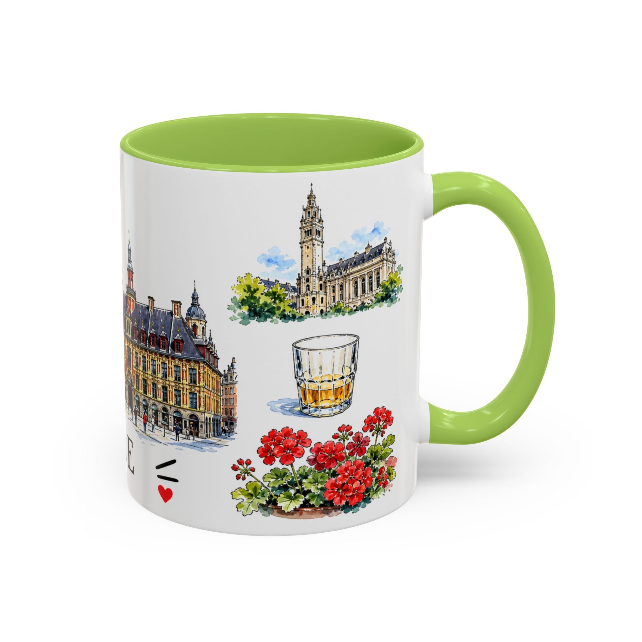 Lille Illustrated Travel Mug | City Souvenir Accent Coffee Mug | 11oz 15oz Ceramic Cup