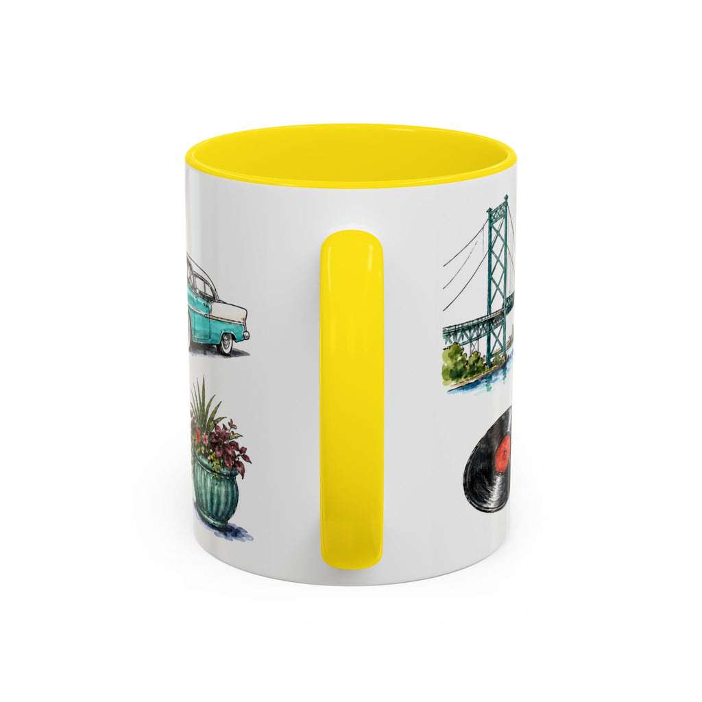 Detroit Illustrated Travel Mug | City Souvenir Accent Coffee Mug | 11oz 15oz Ceramic Cup