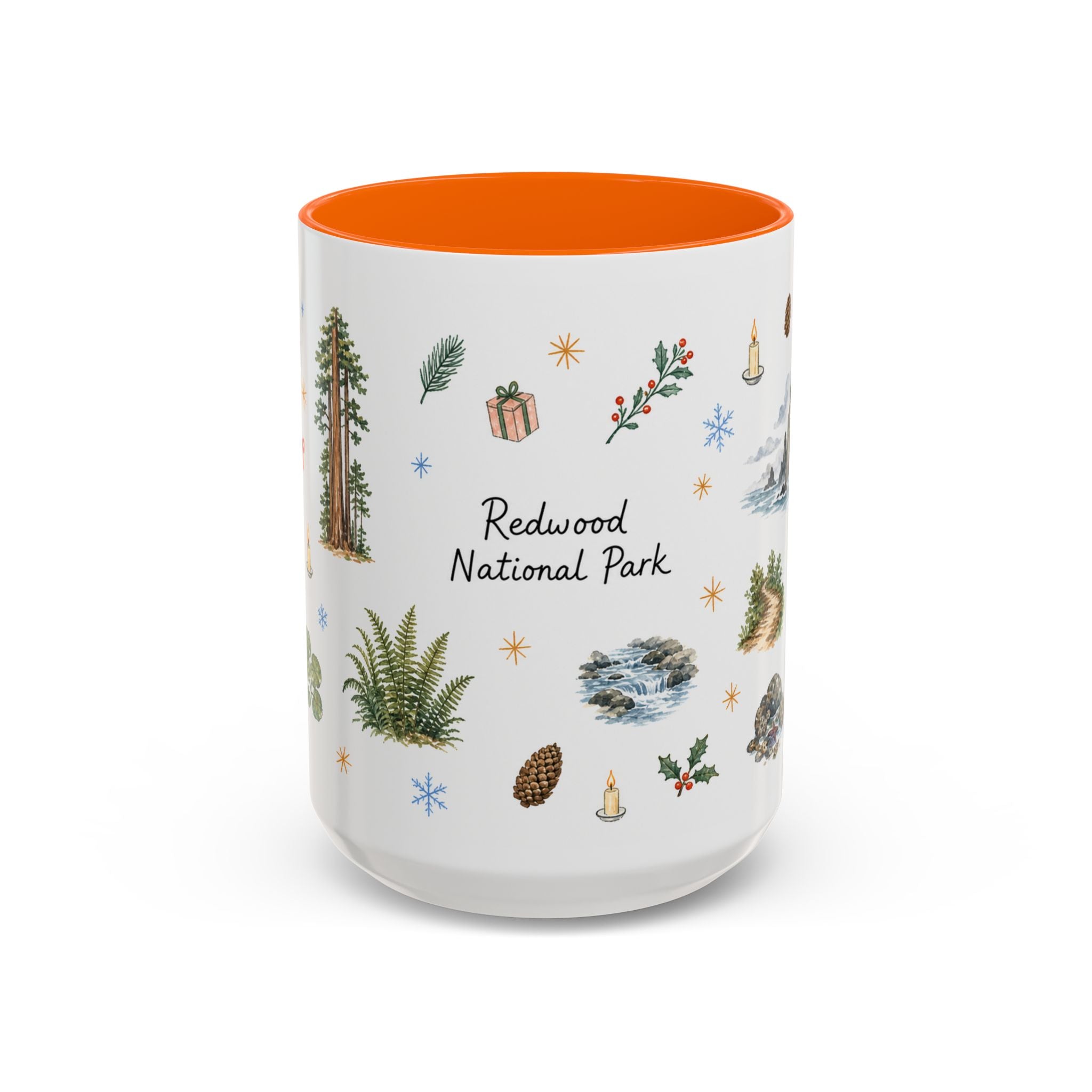 Redwood National Park Christmas Mug | Watercolor Travel Souvenir | Holiday Gift | Accent Ceramic Coffee Cup 11oz 15oz