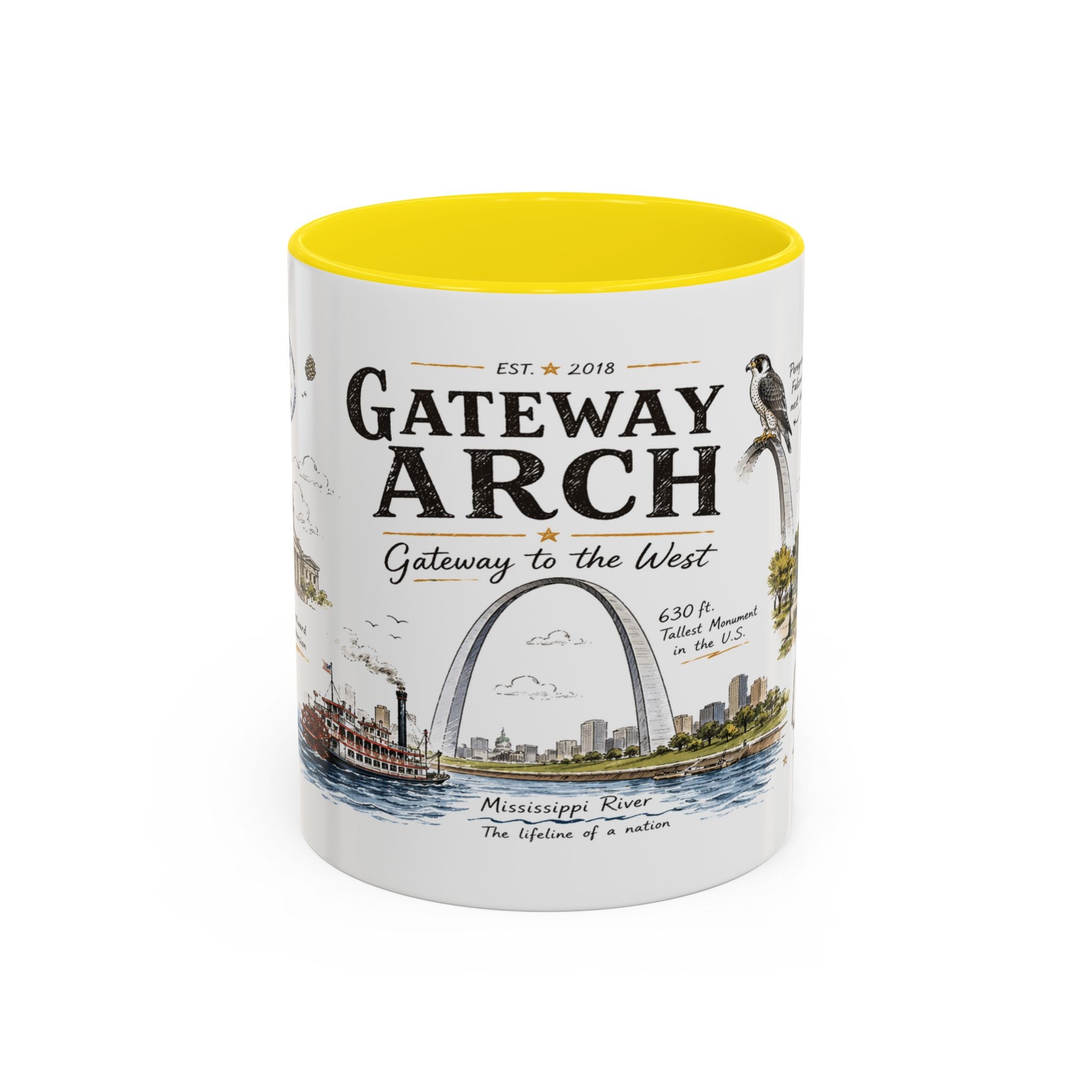 Gateway Arch National Park Coffee Mug | Missouri St. Louis Landmark Gift | Accent Color Ceramic 11oz 15oz