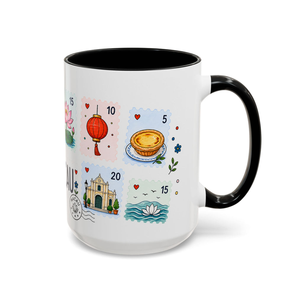 Macau Coffee Mug | Postage Stamp Collage Mug | Travel Souvenir Accent Cup 11oz 15oz