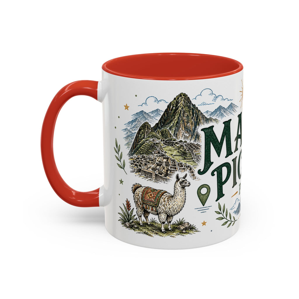 Machu Picchu Coffee Mug | Travel Destination Souvenir Gift | Accent Color Ceramic 11oz 15oz