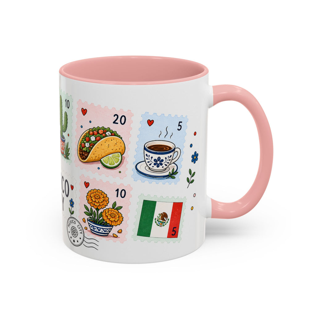 Mexico City Coffee Mug | Postage Stamp Collage Mug | Travel Souvenir Accent Cup 11oz 15oz