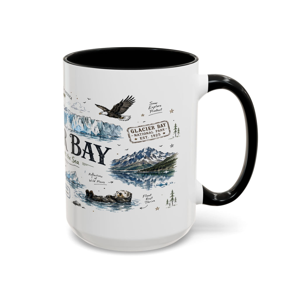 Glacier Bay National Park Coffee Mug | Alaska Wilderness Kayaking Gift | Accent Color Ceramic 11oz 15oz