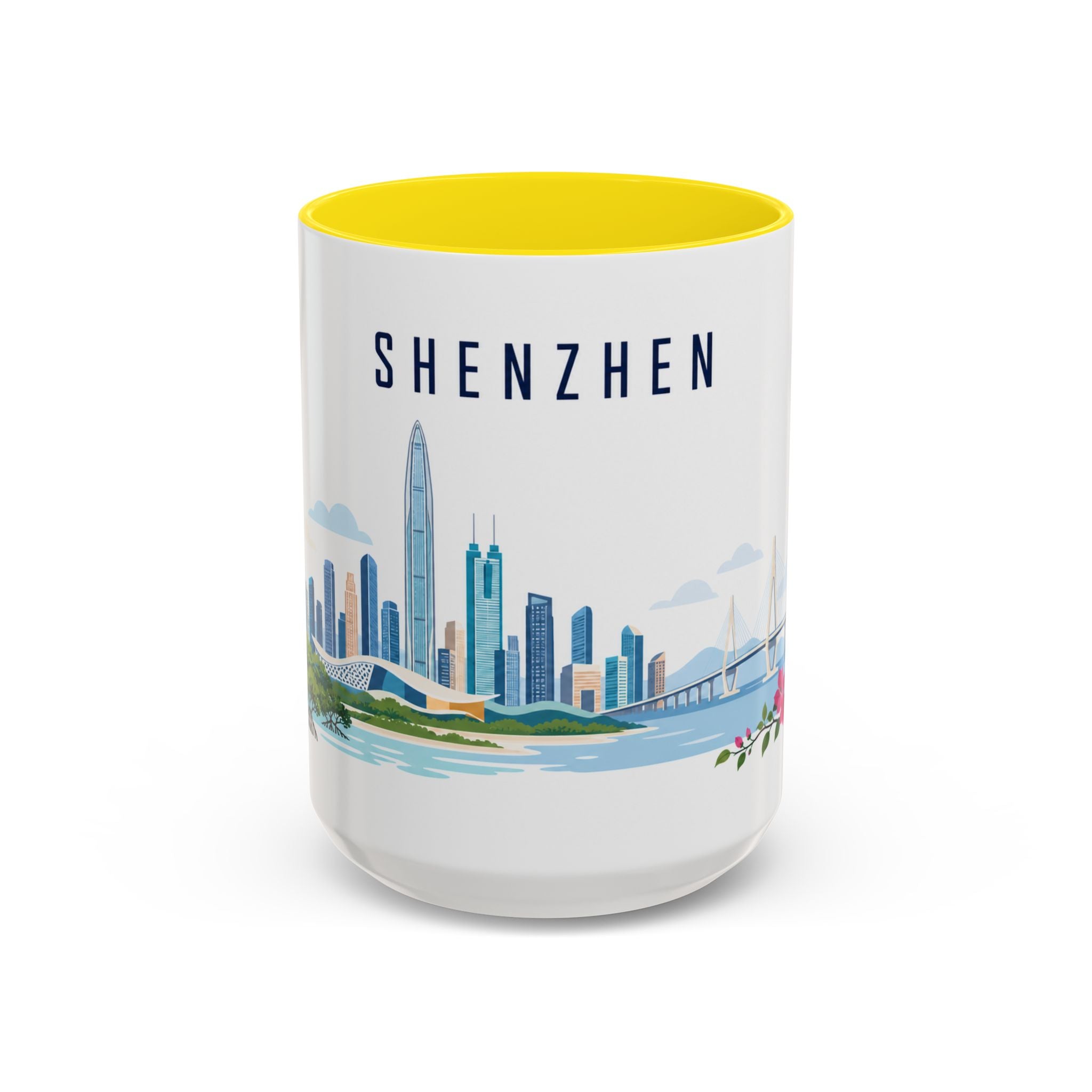 Shenzhen Coffee Mug | China Travel Souvenir | Porcelain Decal City Gift | 11oz 15oz Accent Mug