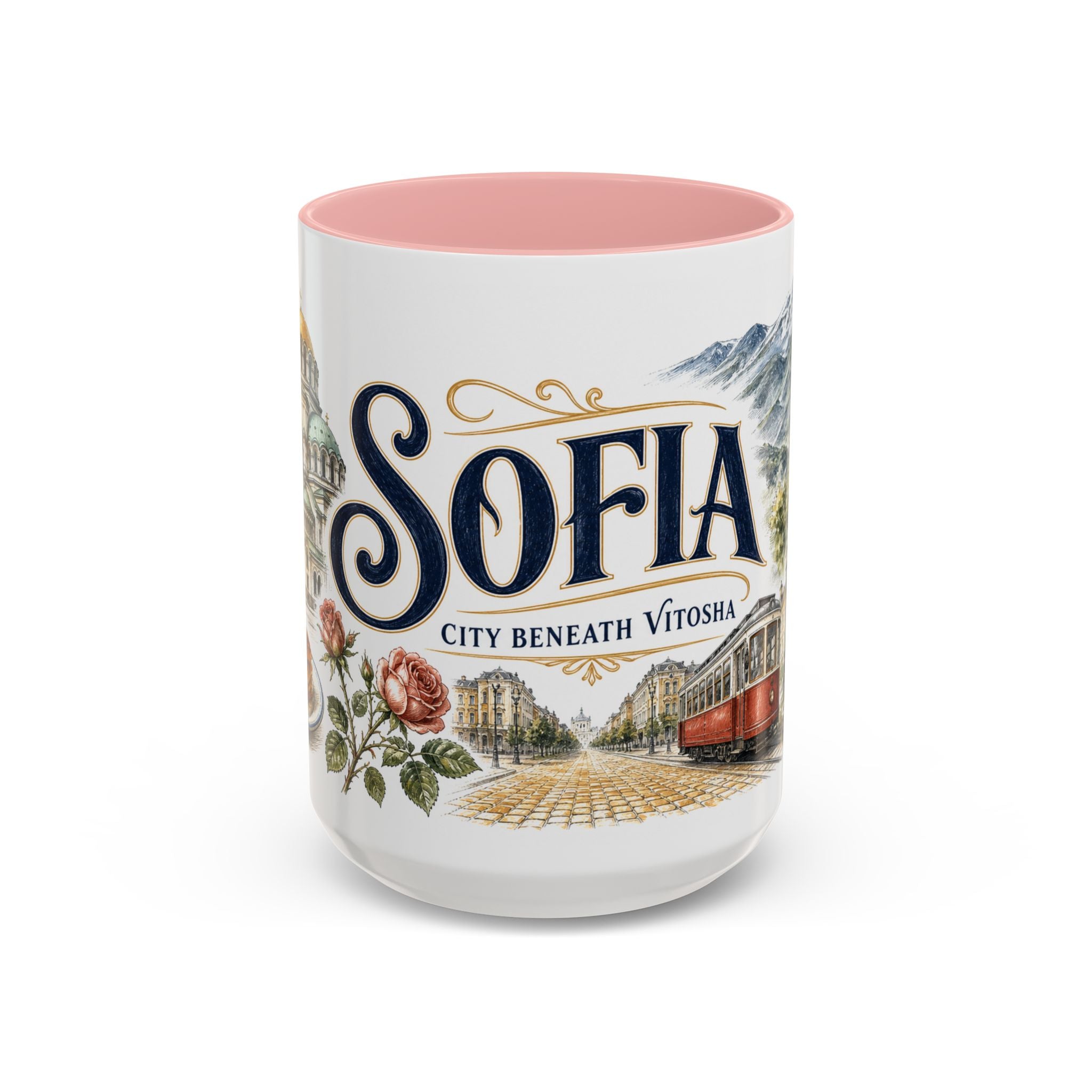 Sofia Coffee Mug | Bulgaria Travel Souvenir | Vintage Illustrated City Gift | 11 oz 15 oz Accent Mug