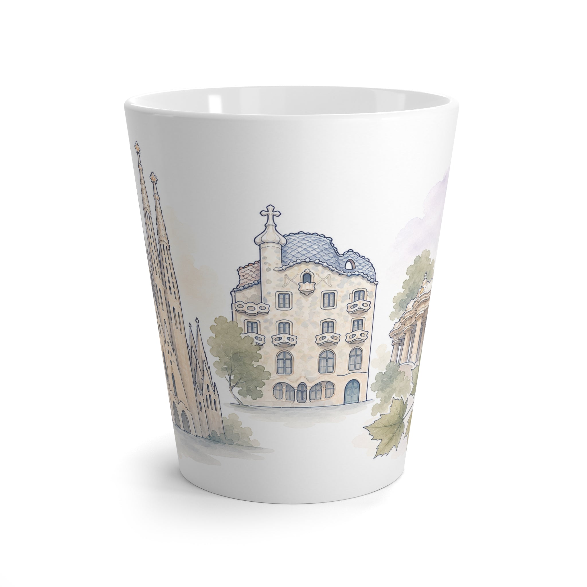 Barcelona Latte Mug | Watercolor City Travel Mug | 12 oz Ceramic Souvenir Gift