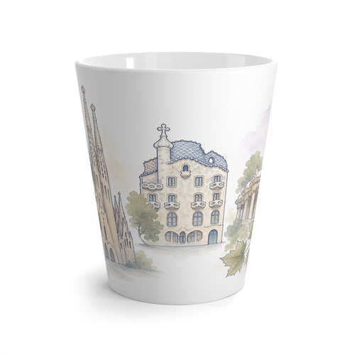 Barcelona Latte Mug | Watercolor City Travel Mug | 12 oz Ceramic Souvenir Gift