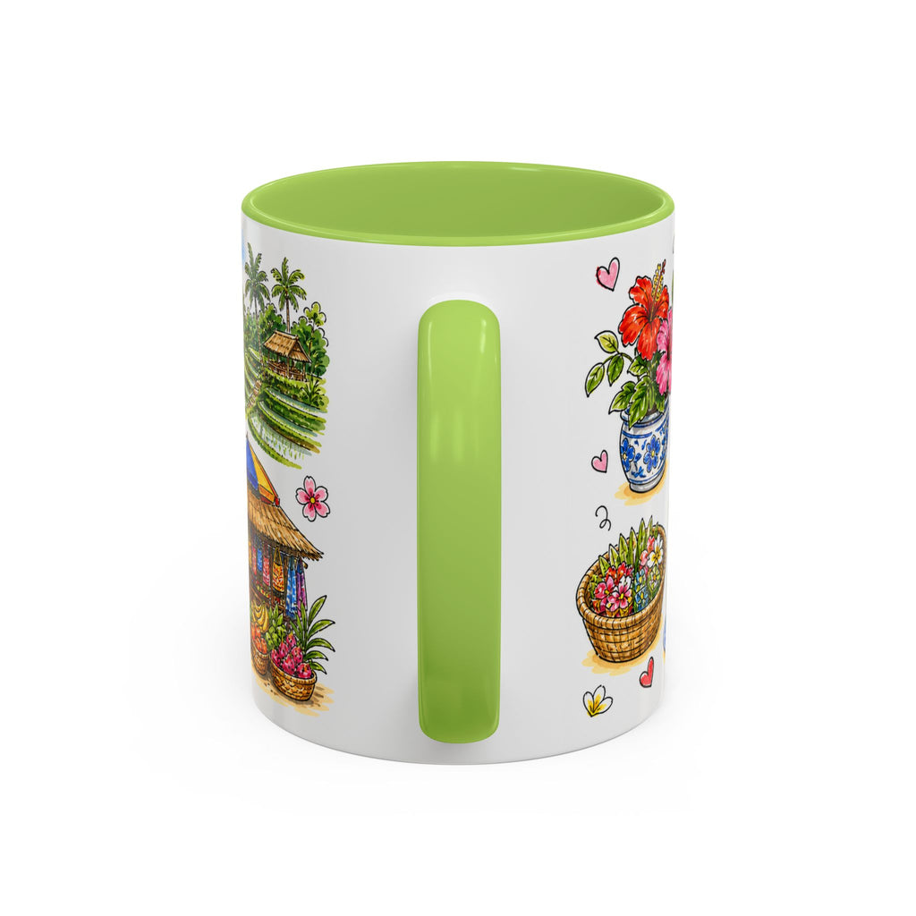 Ubud Illustrated Travel Mug | City Souvenir Accent Coffee Mug | 11oz 15oz Ceramic Cup