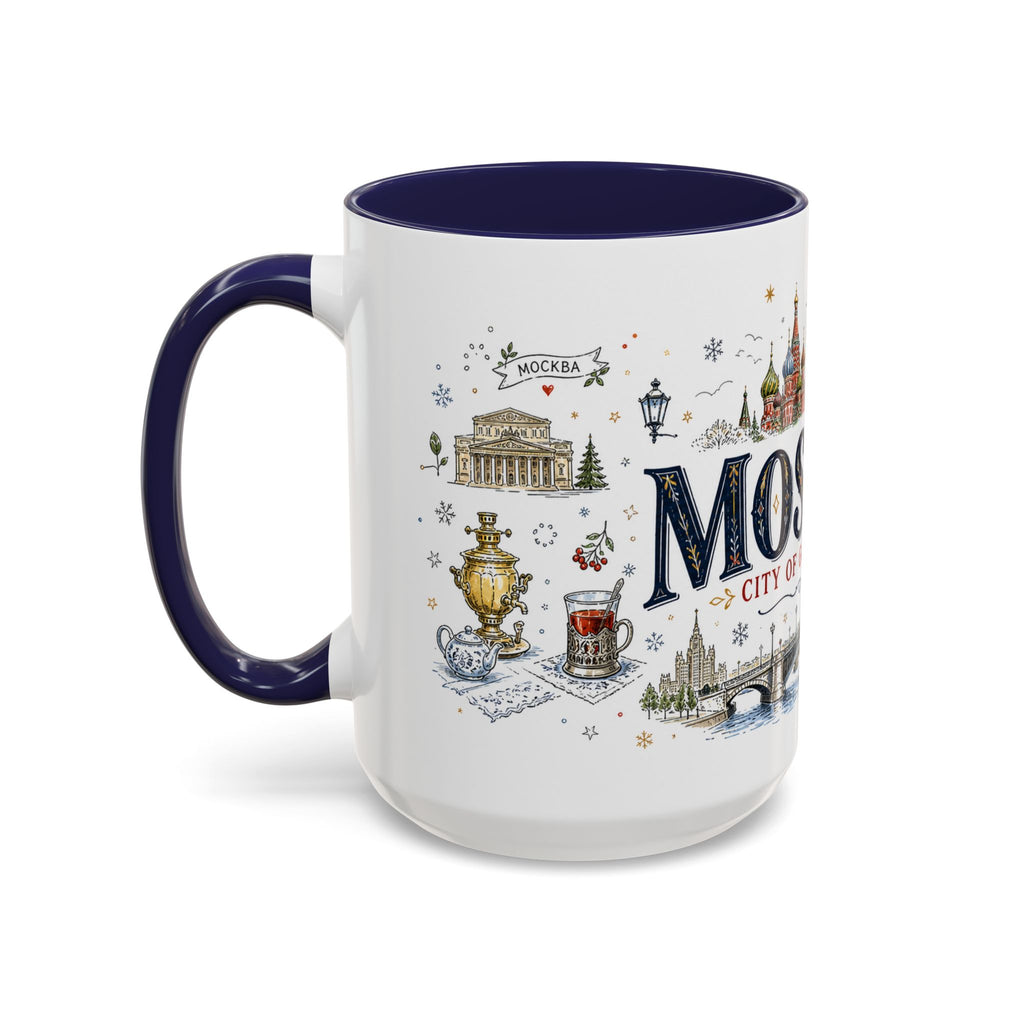 Moscow Coffee Mug | Russia Souvenir Travel Gift | Accent Color Ceramic 11oz 15oz