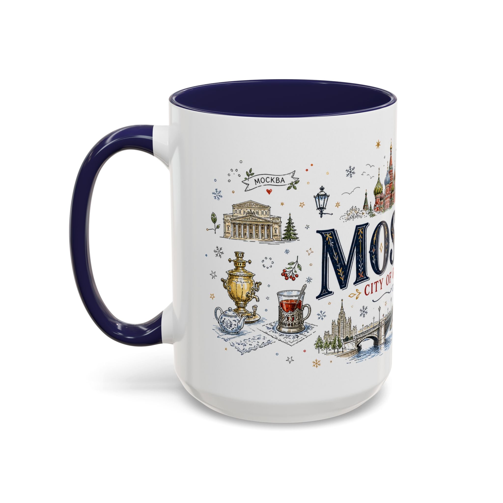 Moscow Coffee Mug | Russia Souvenir Travel Gift | Accent Color Ceramic 11oz 15oz