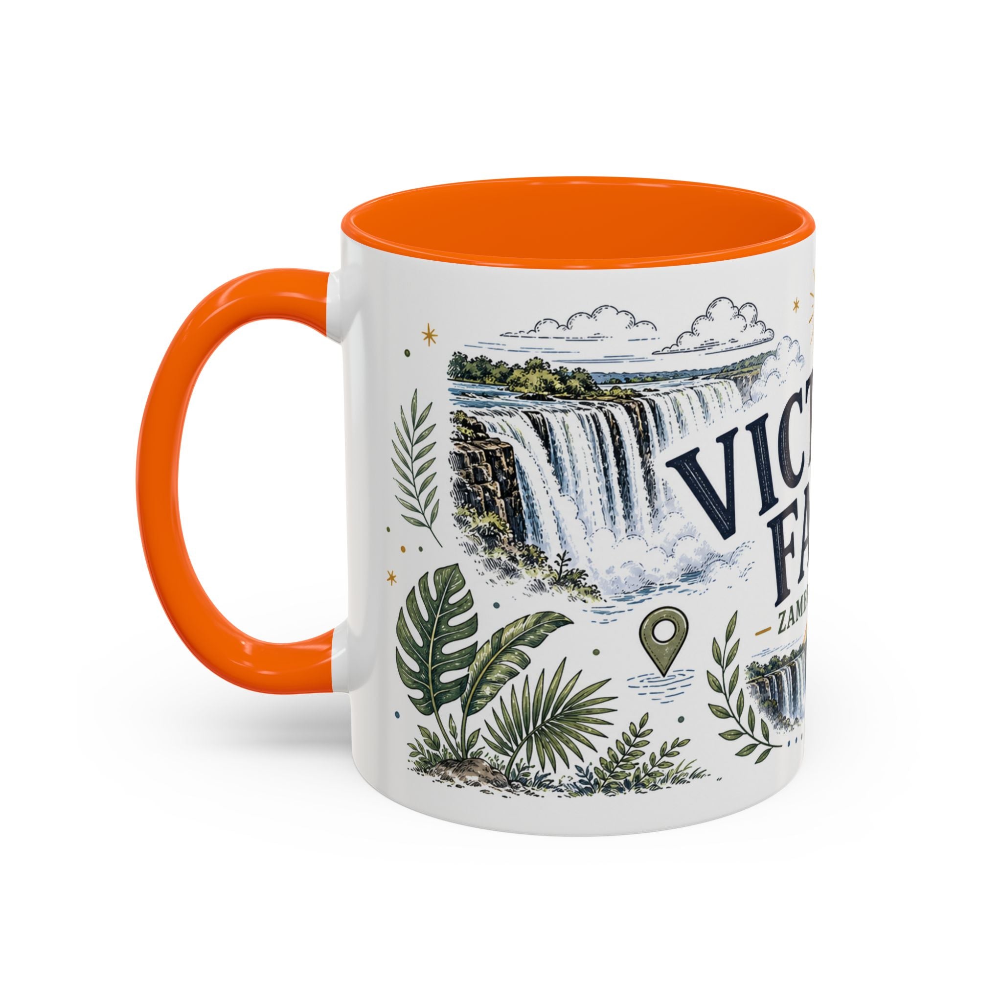 Victoria Falls Coffee Mug | Travel Destination Souvenir Gift | Accent Color Ceramic 11oz 15oz