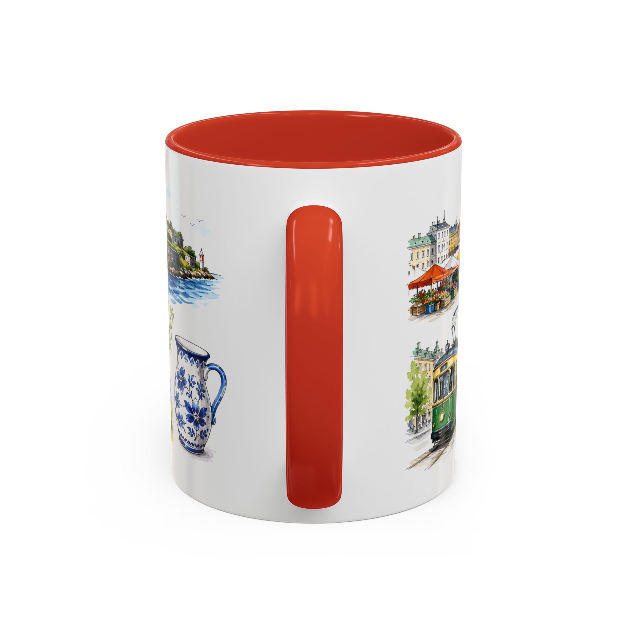 Helsinki Illustrated Travel Mug | City Souvenir Accent Coffee Mug | 11oz 15oz Ceramic Cup