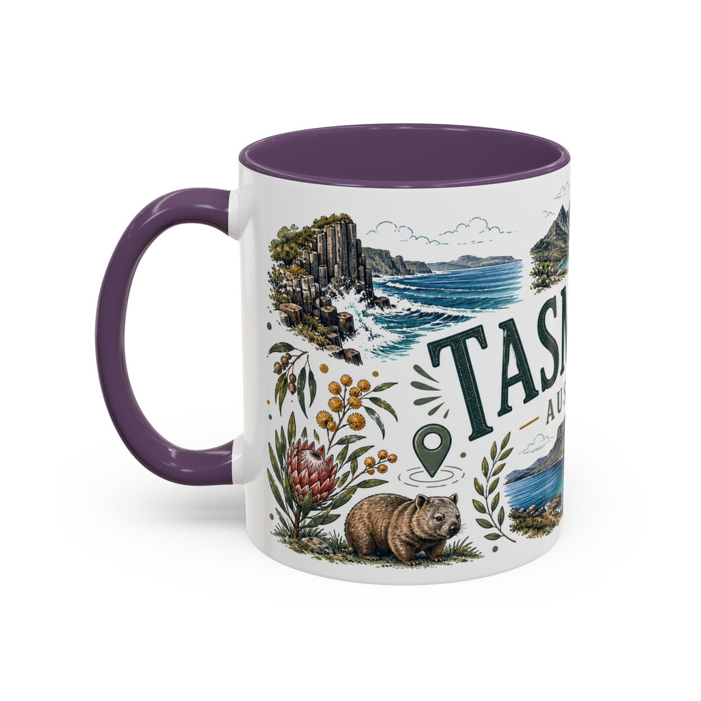 Tasmania Coffee Mug | Travel Destination Souvenir Gift | Accent Color Ceramic 11oz 15oz