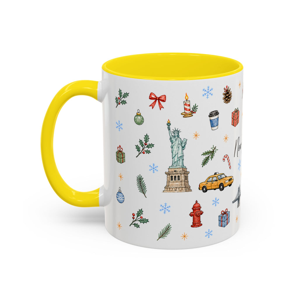 New York City Christmas Mug | Watercolor City Souvenir | Ceramic Coffee Cup