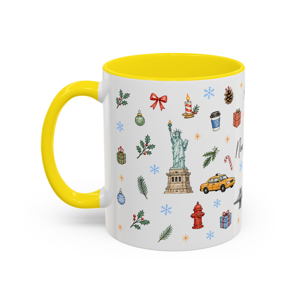 New York City Christmas Mug | Watercolor City Souvenir | Ceramic Coffee Cup