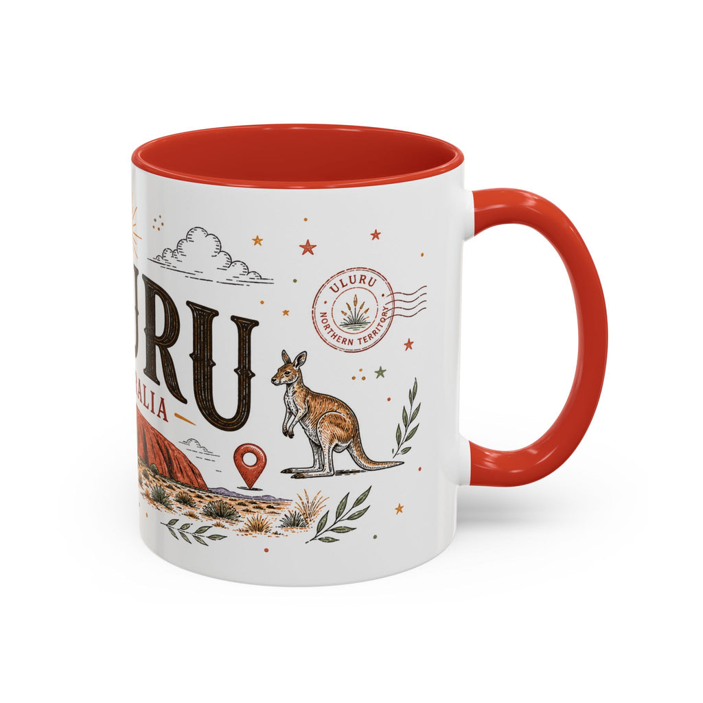 Uluru Coffee Mug | Travel Destination Souvenir Gift | Accent Color Ceramic 11oz 15oz