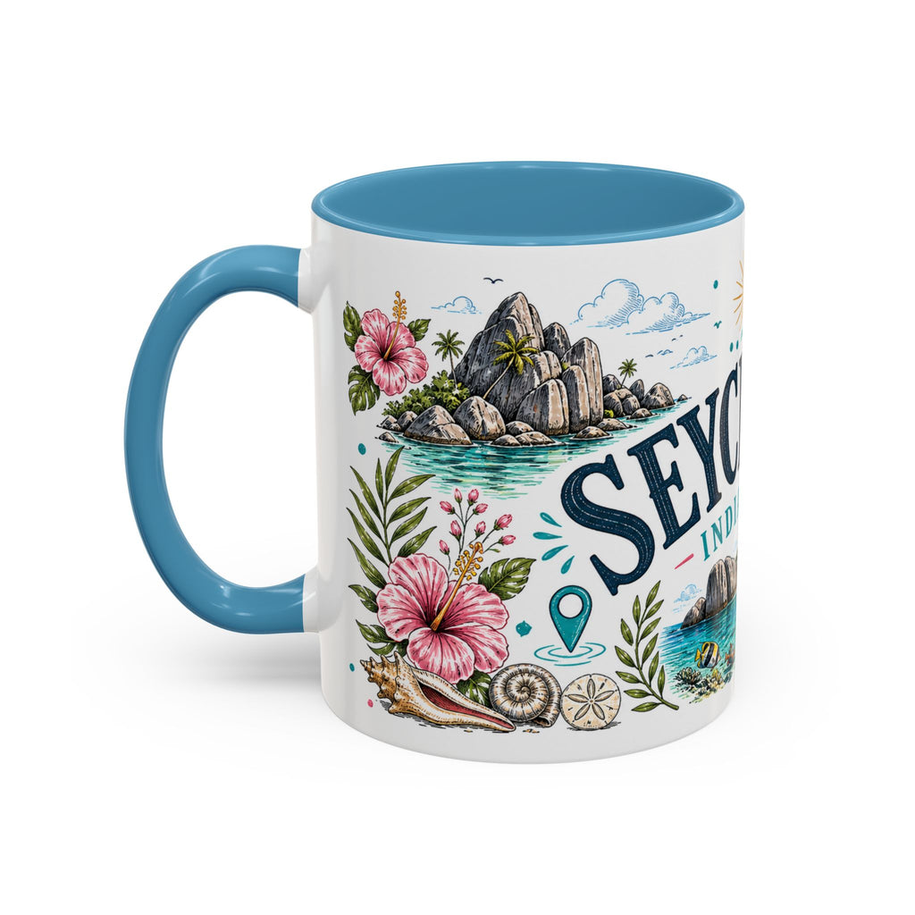 Seychelles Coffee Mug | Travel Destination Souvenir Gift | Accent Color Ceramic 11oz 15oz