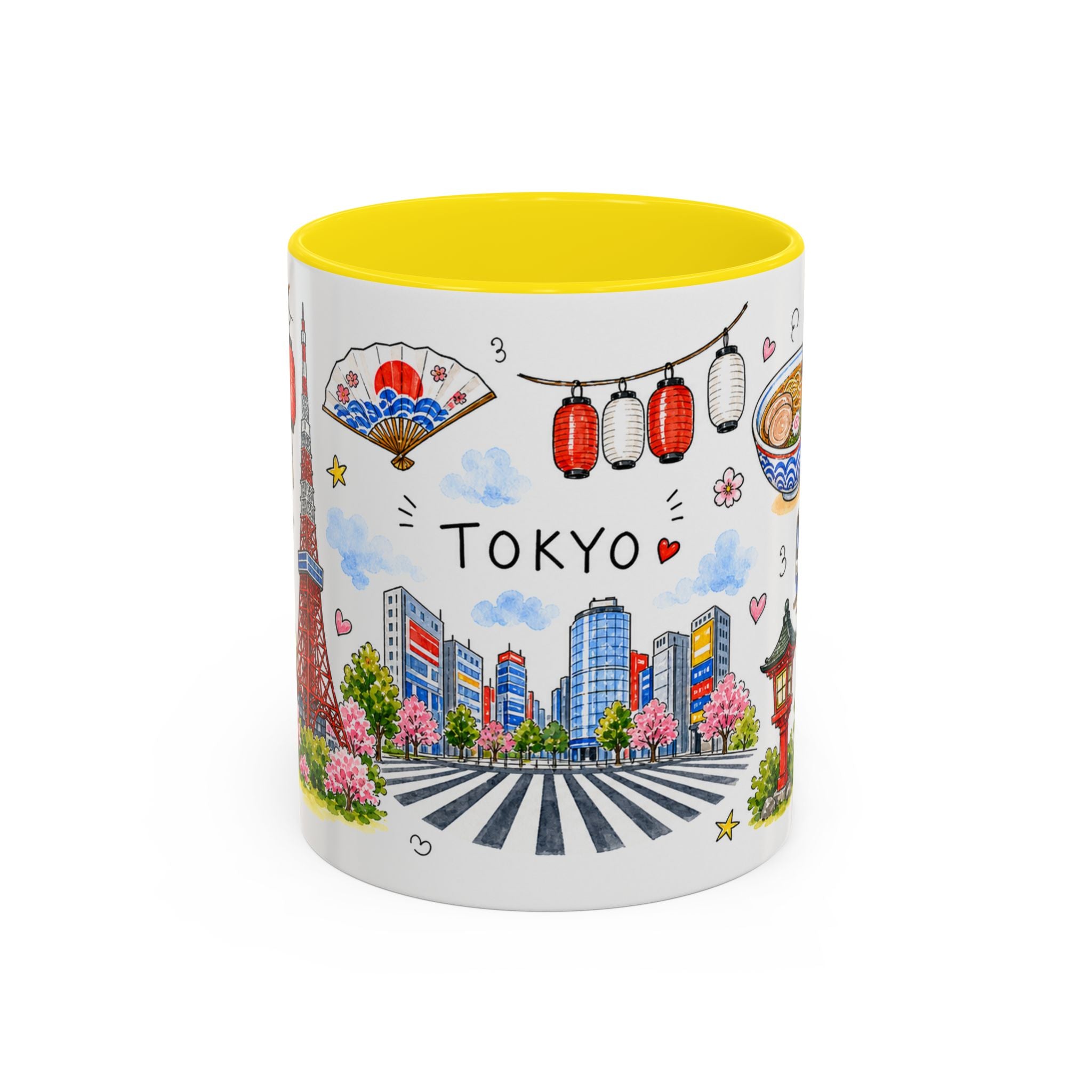 Tokyo Illustrated Travel Mug | City Souvenir Accent Coffee Mug | 11oz 15oz Ceramic Cup